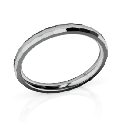 Women's Faceted Scallop Edge Comfort Fit Wedding Ring