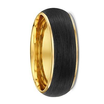 Yellow Gold and Carbon Fibre Round Wedding Ring - 586B00