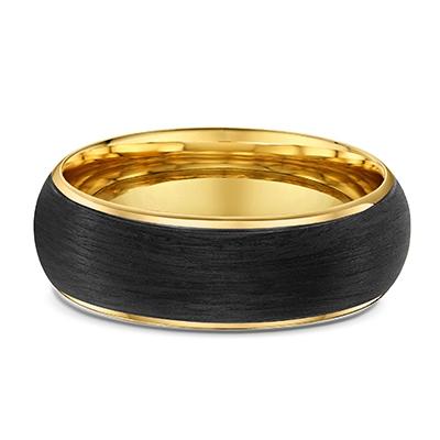 Yellow Gold and Carbon Fibre Round Wedding Ring - 586B00
