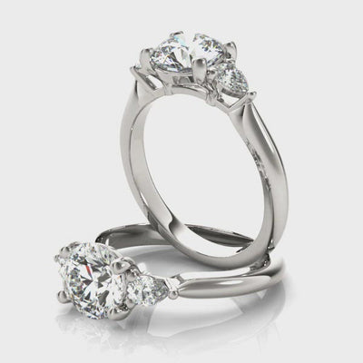 Charlotte Round Diamond and Petite Pear Engagement Ring Setting