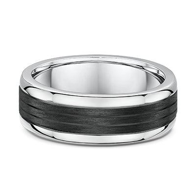 White Gold and Carbon Fibre Wedding Ring - 605B01