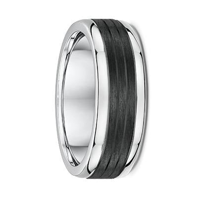 White Gold and Carbon Fibre Wedding Ring - 605B01