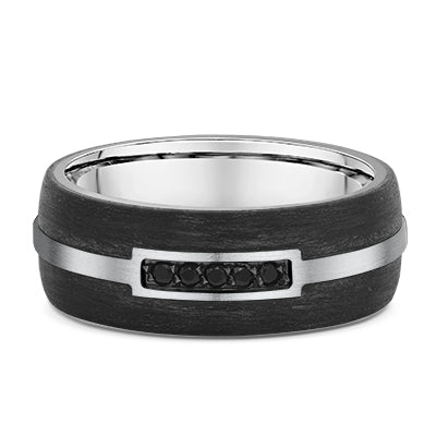 Black Diamonds White Gold and Carbon Fibre Wedding Ring - 669B00