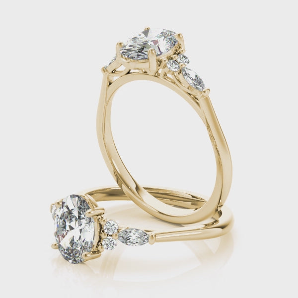 Lily Oval Diamond Engagement Ring Setting
