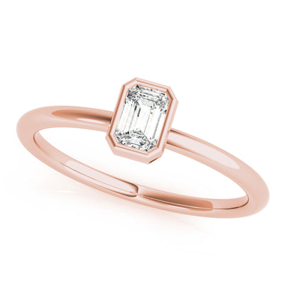 Emerald Cut Bezel Set Women's Diamond Stacker Ring