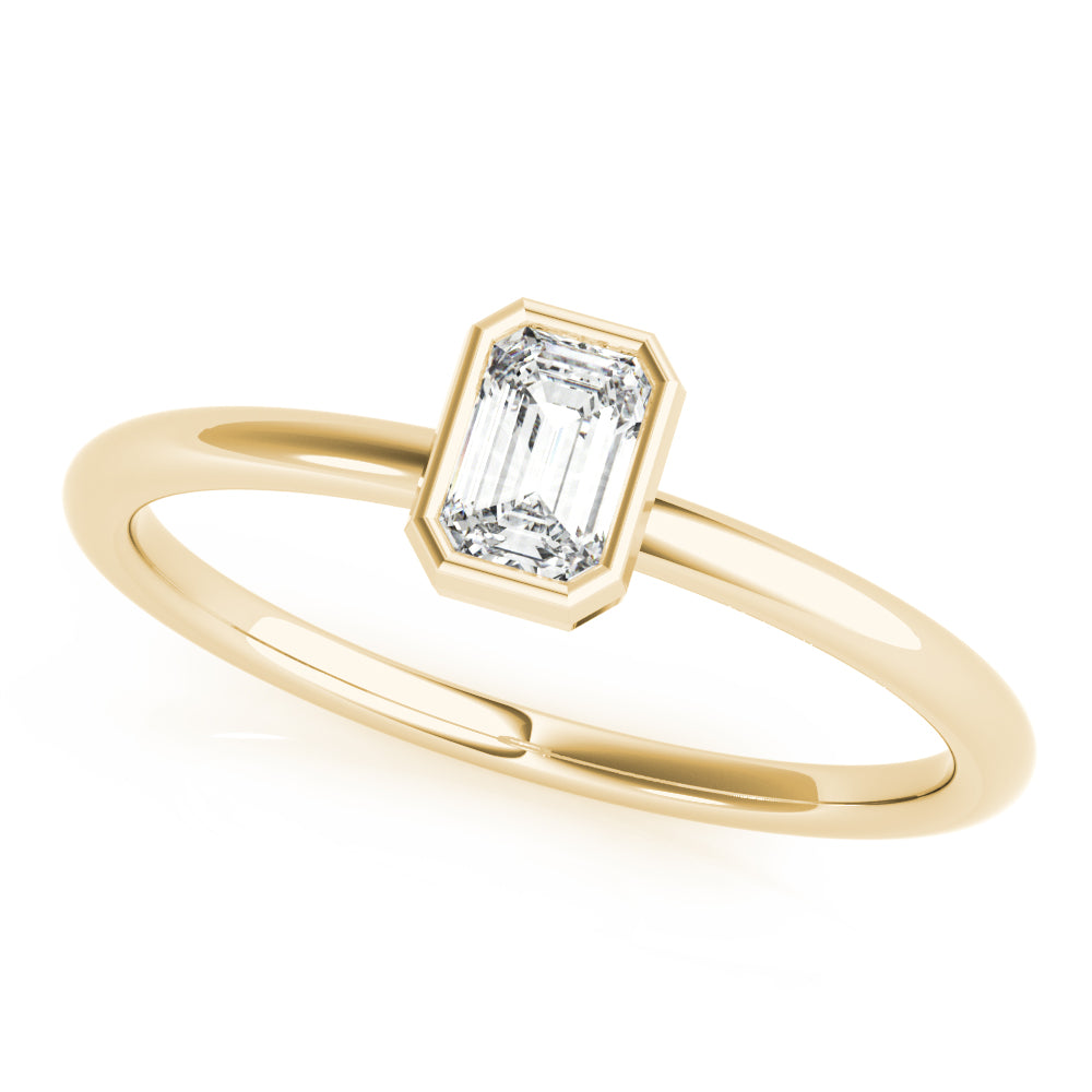 Emerald Cut Bezel Set Women's Diamond Stacker Ring