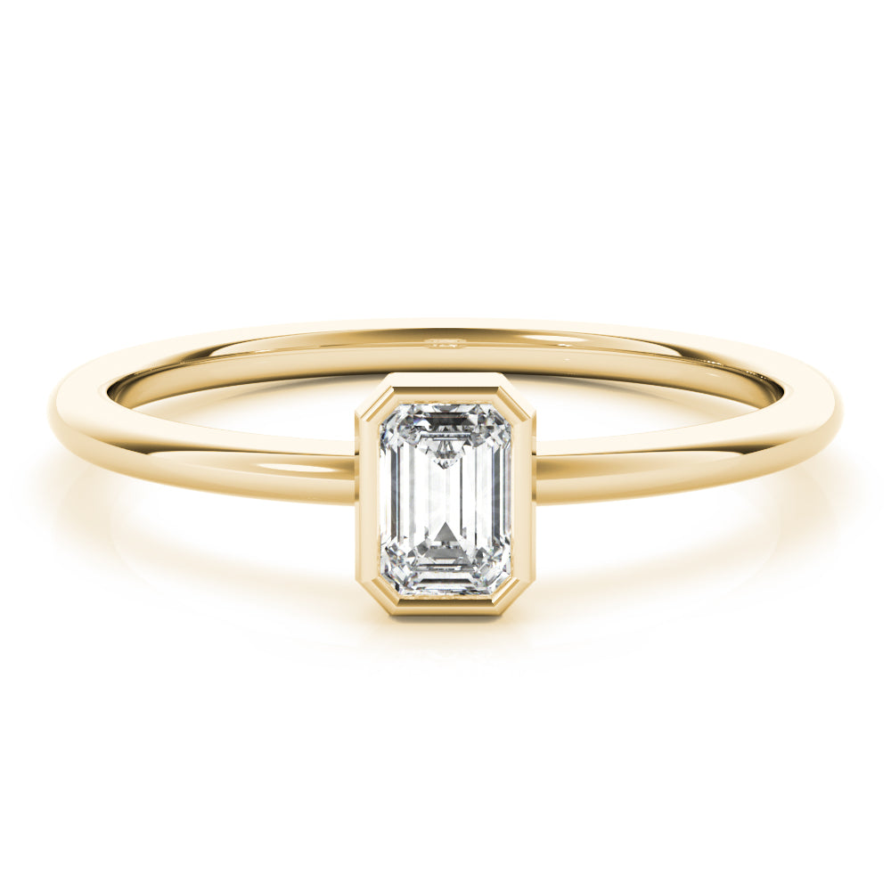 Emerald Cut Bezel Set Women's Diamond Stacker Ring