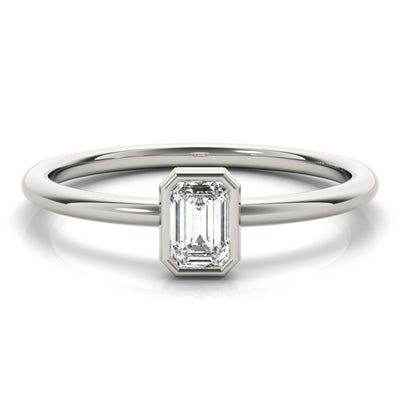 Emerald Cut Bezel Set Women's Diamond Stacker Ring