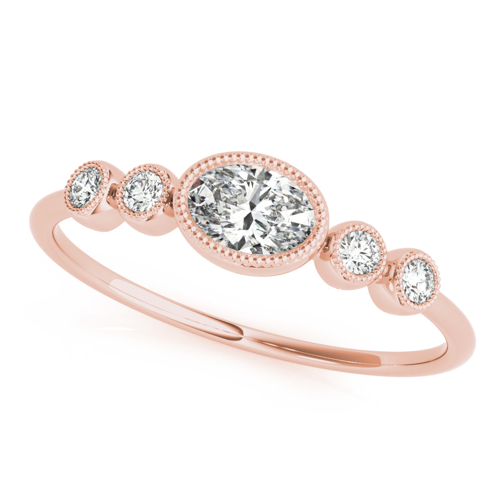 Peggy Oval Milgrain Diamond Ring