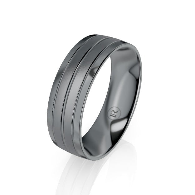 Double Tantalum Centre Wedding Ring