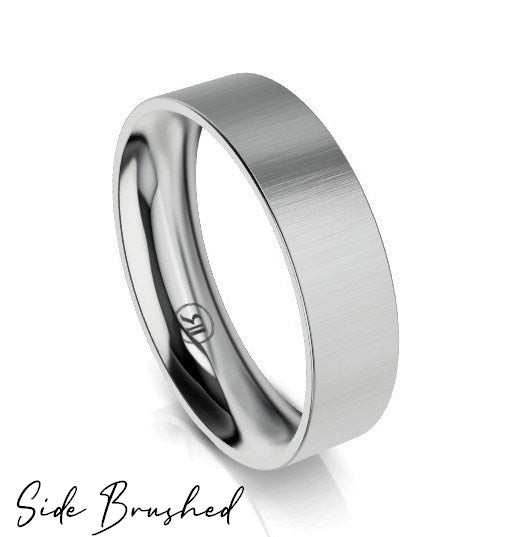 Flat Band Comfort Fit Wedding Ring (AG) - Platinum