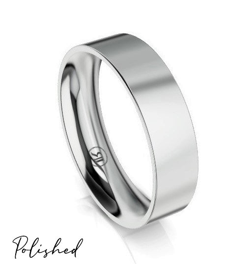Flat Band Comfort Fit Wedding Ring (AG) - White Gold