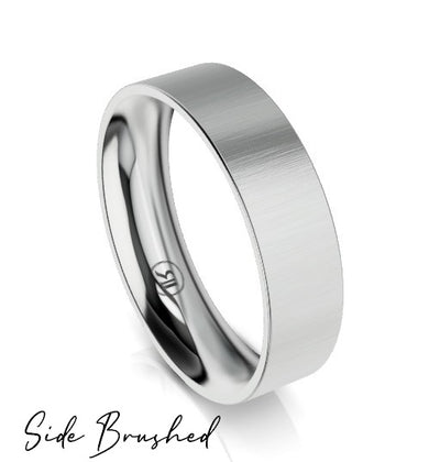 Flat Band Comfort Fit Wedding Ring (AG) - White Gold