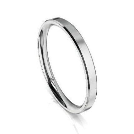 Women's Bevelled Edge Comfort Fit Wedding Ring (AS) - Platinum