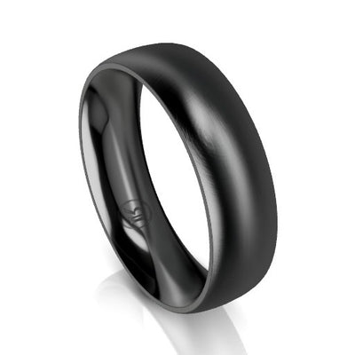 Full Curved Black Zirconium Wedding Ring - Comfort Fit (AB)