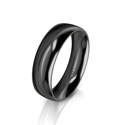 Full Curved Black Zirconium Wedding Ring - Comfort Fit (AB)