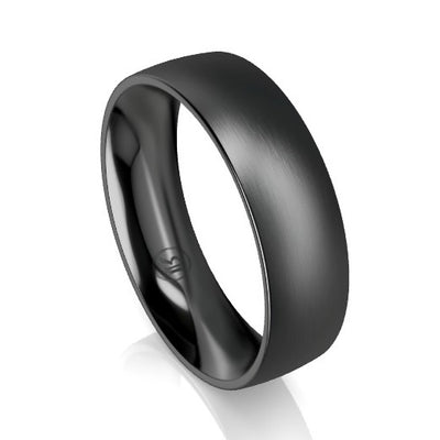 Quarter Curved Black Zirconium Wedding Ring - Comfort Fit (AC)