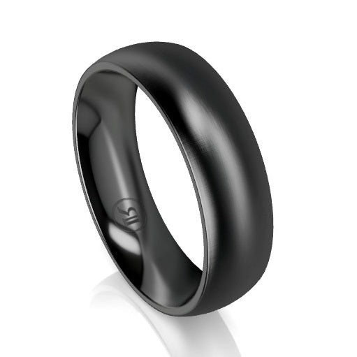 Full Domed Black Zirconium Wedding Ring - Comfort Fit (AD)