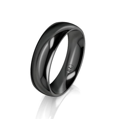 Full Domed Black Zirconium Wedding Ring - Comfort Fit (AD)