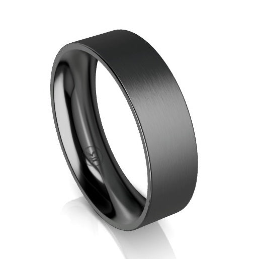 Flat Black Zirconium Wedding Ring - Comfort Fit (AG)