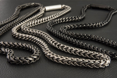 Gauntlet Steel Necklace Chain -  Aged Steel (6mm)