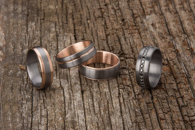 The Lewis Tantalum and Platinum Inner Sleeve Inlay Wedding Ring