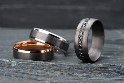 Tantalum and Black Diamond Wedding Ring