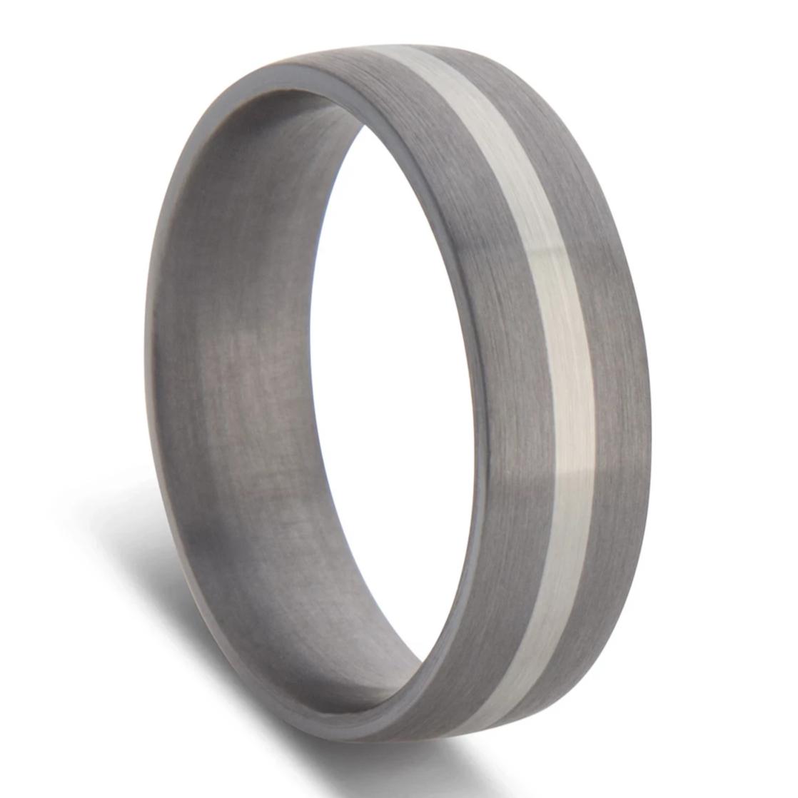 Tantalum and Platinum 600 Inlay Wedding Ring
