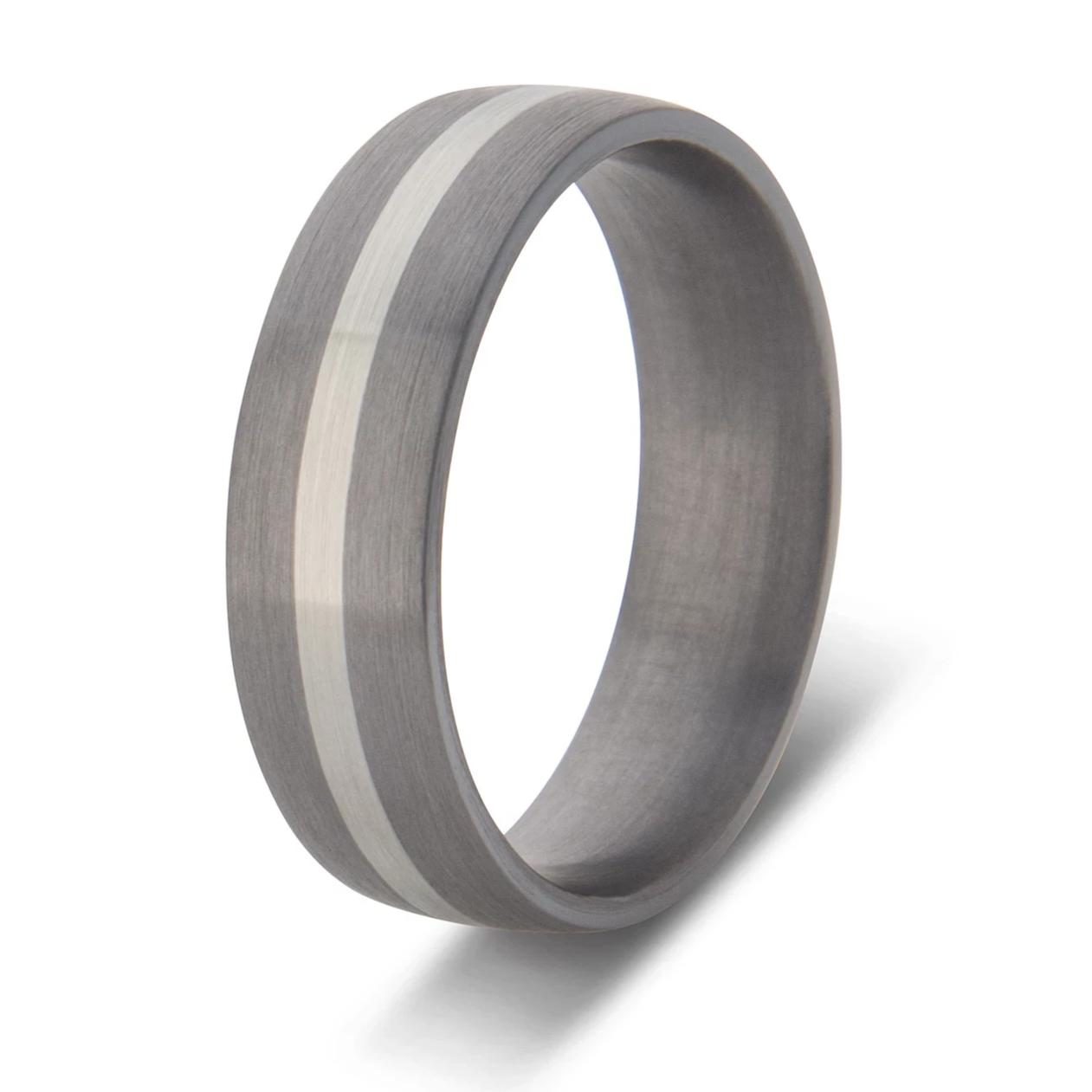 Tantalum and Platinum 600 Inlay Wedding Ring