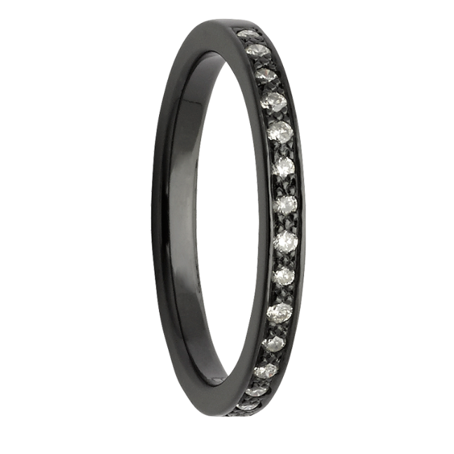Custom Black Zirconium and Diamond Women's Ring