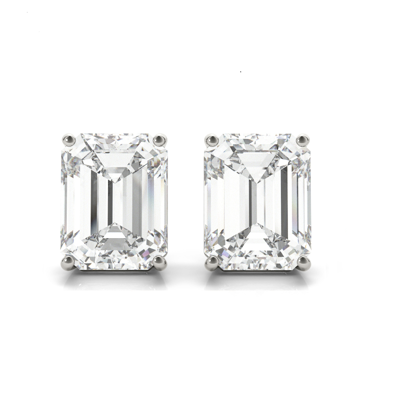 Emerald Stud Diamond Earrings