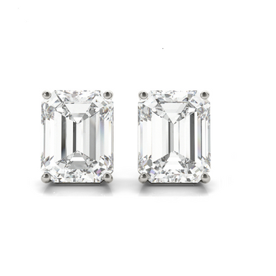 Emerald Stud Diamond Earrings