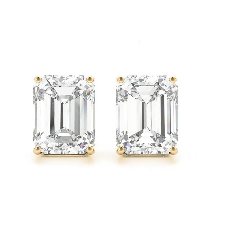 Emerald Stud Diamond Earrings