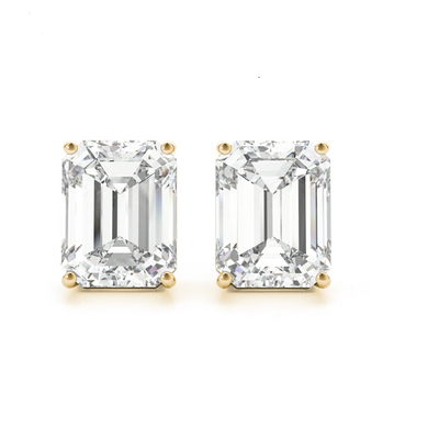 Emerald Stud Diamond Earrings