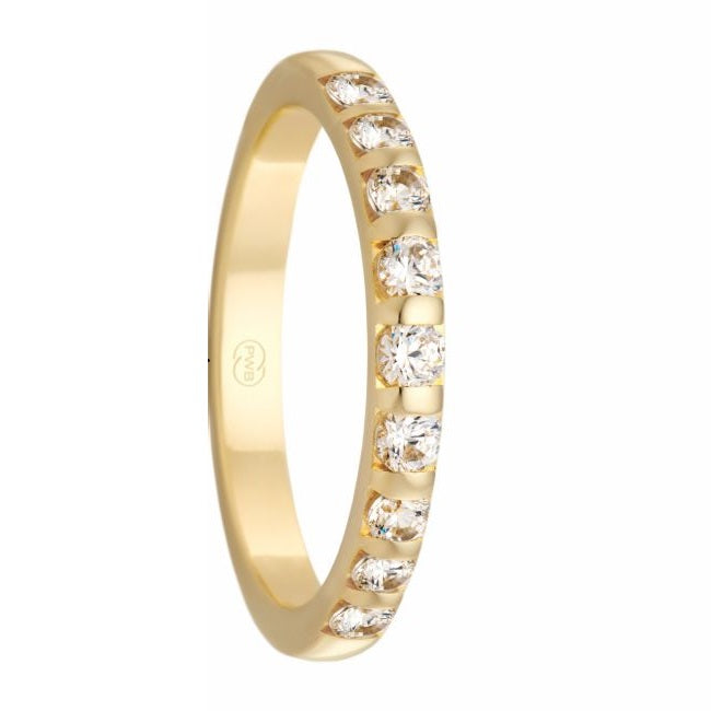 Women's Yellow Gold and Tension Set Diamond Ring - HD3935