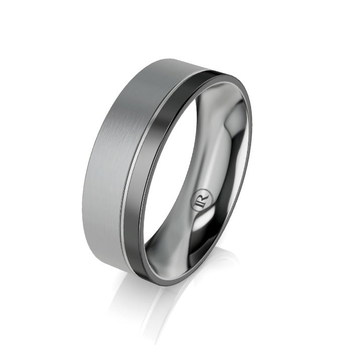 The Lawrence Black Zirconium and Grey Zirconium Edged Wedding Ring