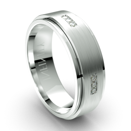 Spinning Brushed Centre Diamond Platinum Wedding Ring (IN1306D)