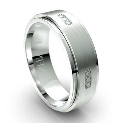 Spinning Men's Diamond White Gold Wedding Ring (IN1306D)