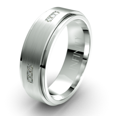 Spinning Men's Diamond White Gold Wedding Ring (IN1306D)