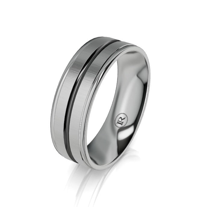 The Orion Black and Grey Zirconium Wedding Ring