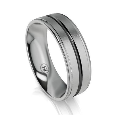 The Orion Black and Grey Zirconium Wedding Ring