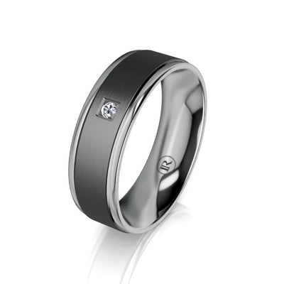 The Kingsley Black and Grey Zirconium Diamond Wedding Ring