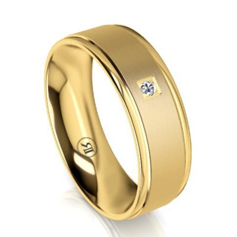 The Kingsley Yellow Gold Diamond Mens Wedding Ring