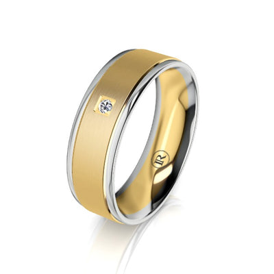 The Kingsley Two Tone White Gold Edge Diamond Mens Wedding Ring