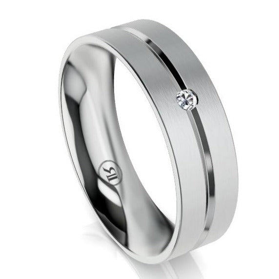 The Spencer White Gold Diamond Mens Wedding Ring