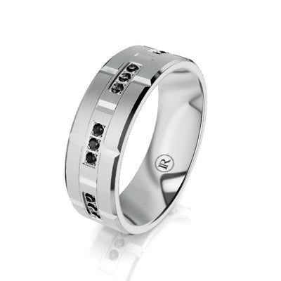 The Elliott White Gold & Black Diamond Mens Wedding Ring