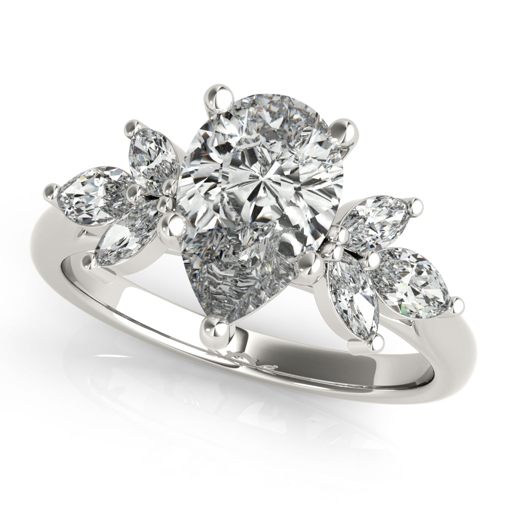 April Pear Shaped Diamond Engagement Ring Setting