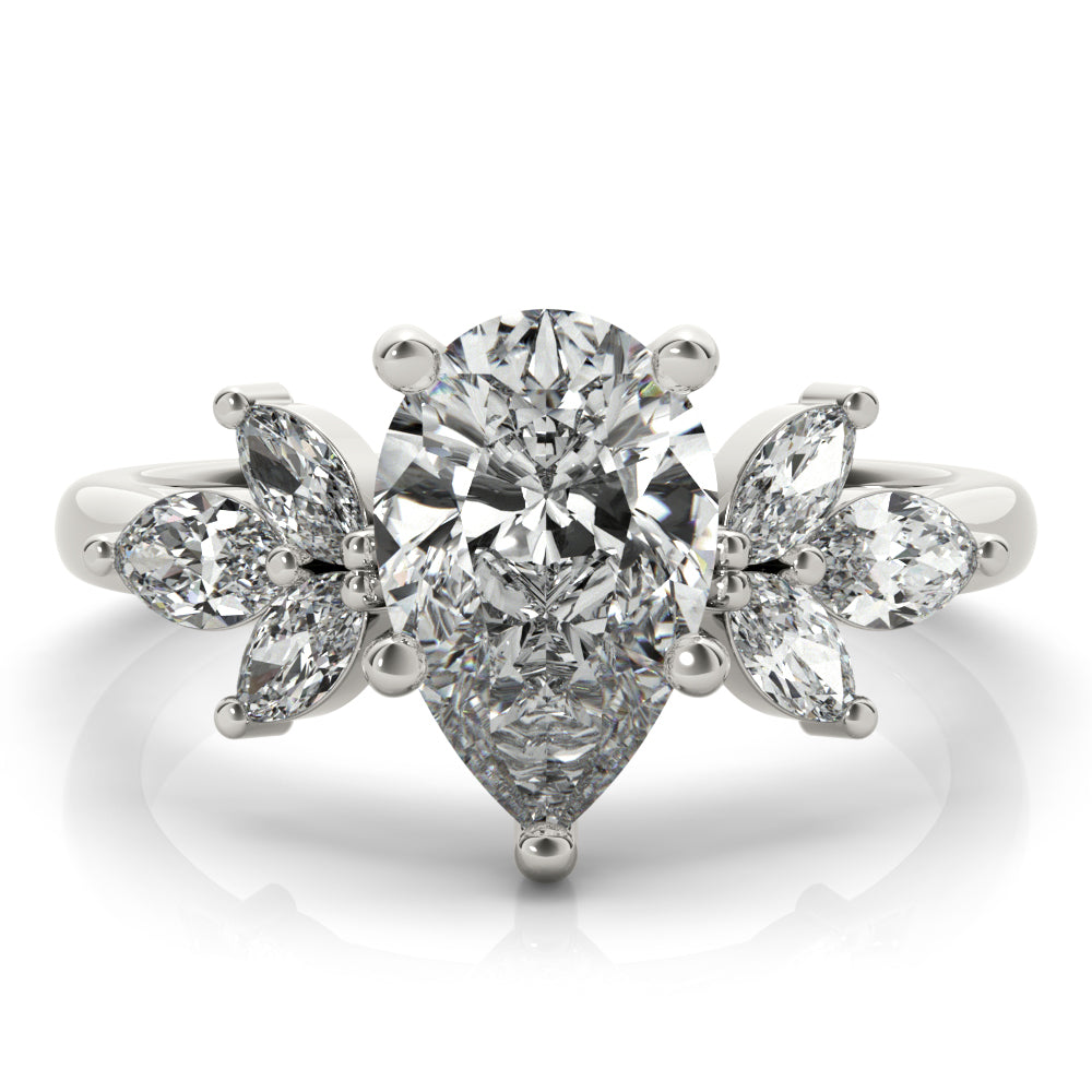 April Pear Shaped Diamond Engagement Ring Setting