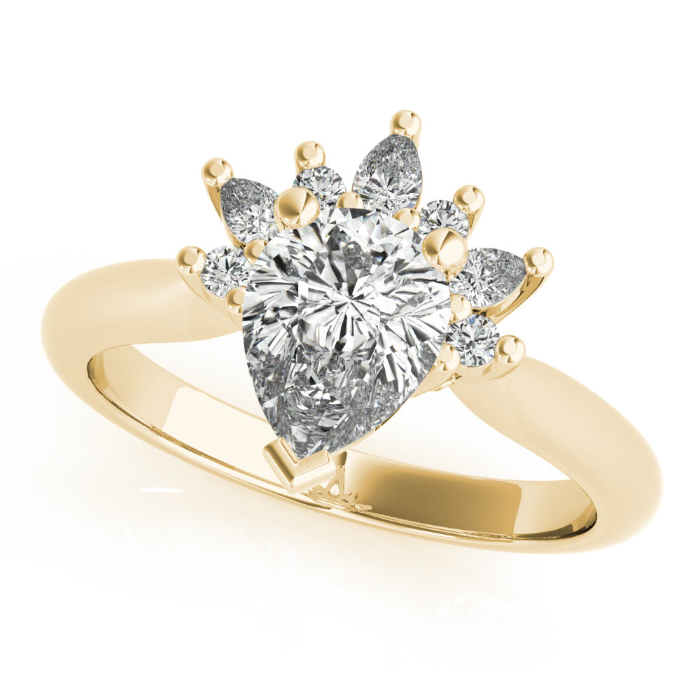 Kalia Pear Chevron Diamond Engagement Ring Setting with Half Halo