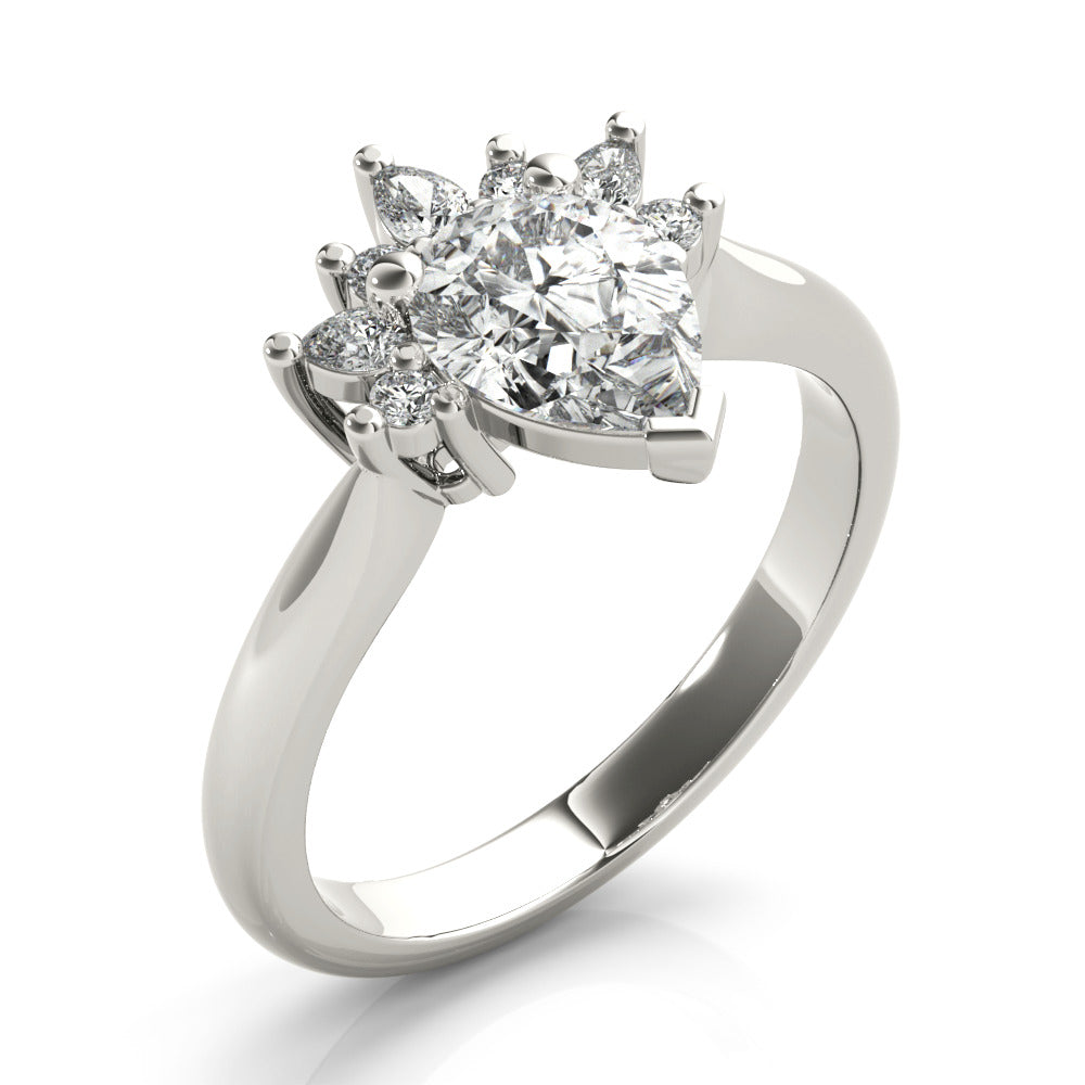 Kalia Pear Chevron Diamond Engagement Ring Setting with Half Halo